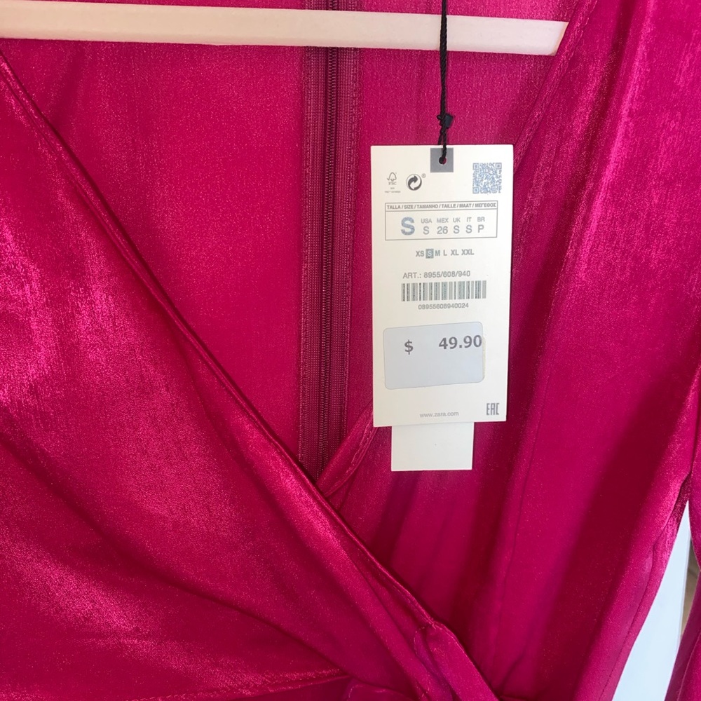 Zara Raspberry Silk Dress - Picture 2 of 6